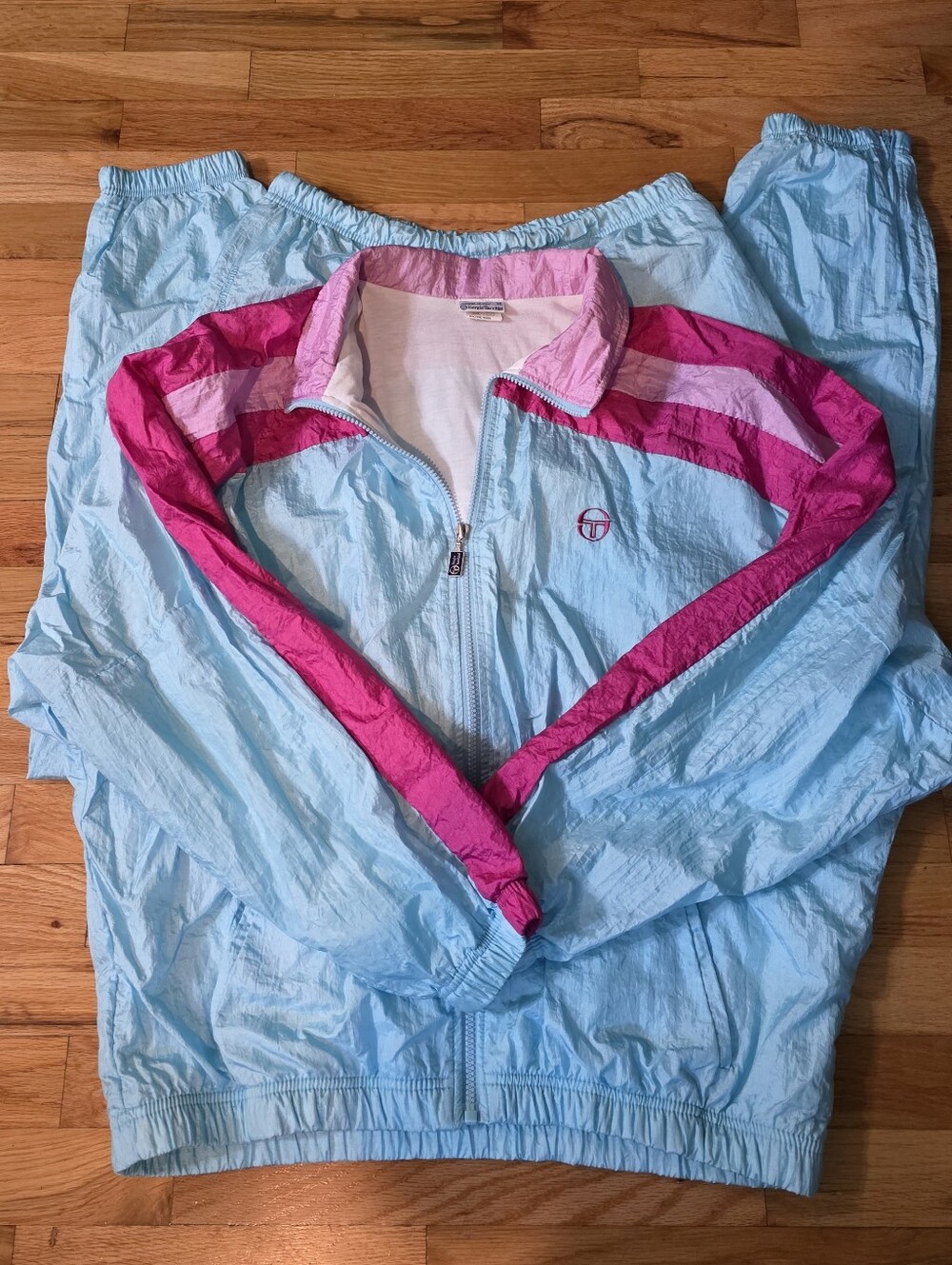 Vintage Sergio Tacchini Tracksuit Jogging Workout Retro‎ Blue/Pink Size 14